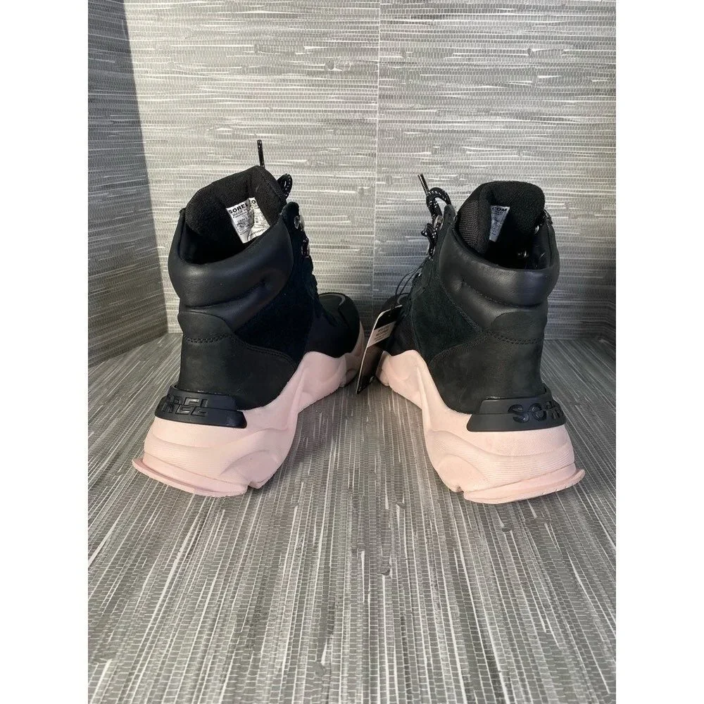 Sorel Womens Kinetic RNEGD Conquest Winter Boots Black Pink Leather‎ Ankle 9 New - Picture 5 of 9